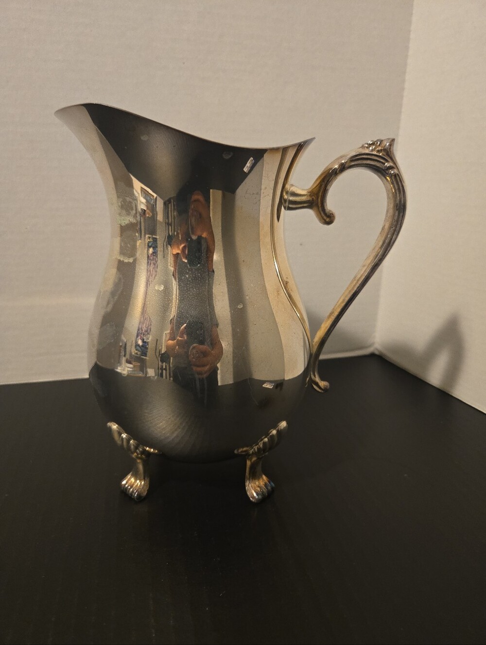 Vintage International Silver Plated Footed Water Tea Pitcher Ice Guard Hong Kong